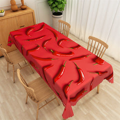 Lofaris Bright Red Chili Kitchen Simple Rectangle Tablecloth