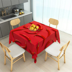 Lofaris Bright Red Chili Repeat Kitchen Square Tablecloth