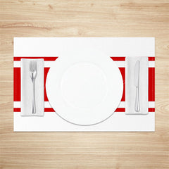 Lofaris Bright Red Line Deco White Dinner Set Of 4 Placemats