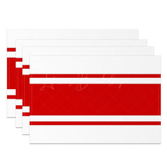 Lofaris Bright Red Line Deco White Dinner Set Of 4 Placemats