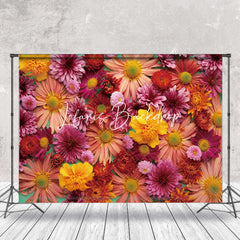 Lofaris Bright Red Pink Floral Fine Art Backdrop For Photo