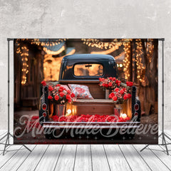 Lofaris Bright Red Roses Truck Light Bokeh Floral Backdrop