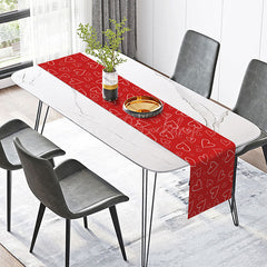 Lofaris Bright Red White Heart Pattern Repeat Table Runner