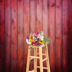 Lofaris Bright Red Wooden Wall Simple Photo Studio Backdrop