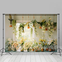 Lofaris Bright Window White Wall Floral Spring Backdrop