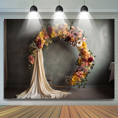 Lofaris Bright Wreath Grey Wall Floral Backdrop For Photo