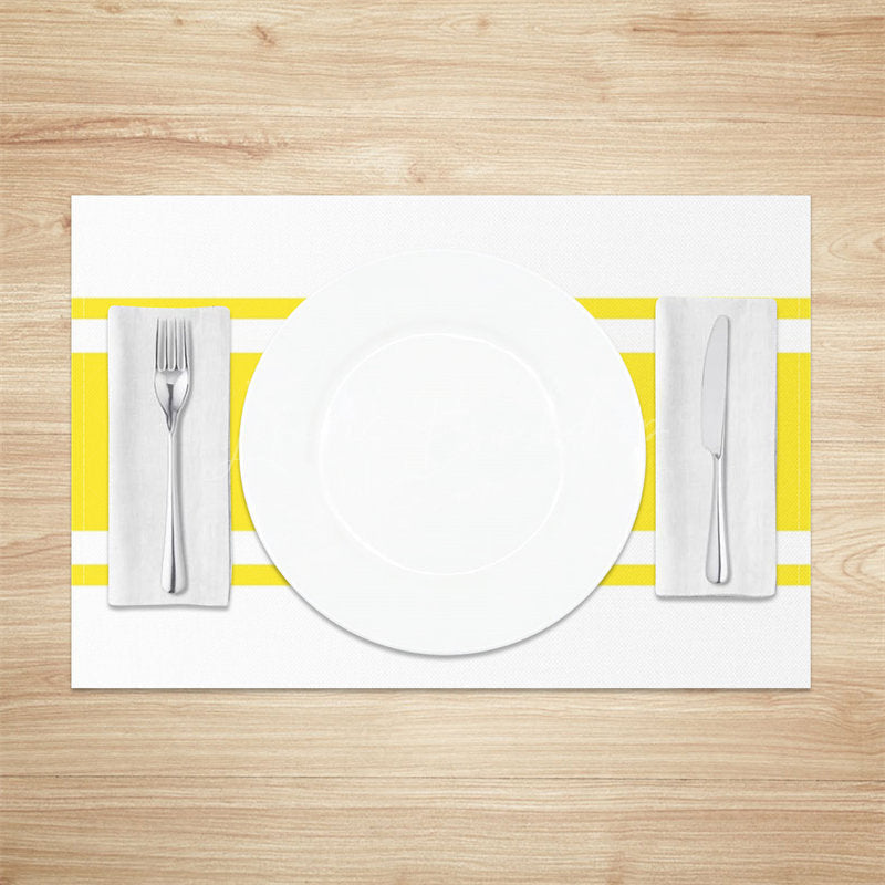 Lofaris Bright Yellow White Simple Dining Set Of 4 Placemats