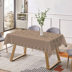 Lofaris Brown And Green Leaves Repeat Rectangle Tablecloth