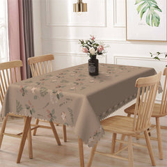 Lofaris Brown And Green Leaves Repeat Rectangle Tablecloth