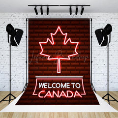 Lofaris Brown Brick Wall Welcome To Canada Party Backdrop