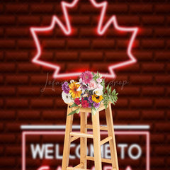 Lofaris Brown Brick Wall Welcome To Canada Party Backdrop