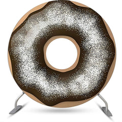 Lofaris Brown Cream Powdered Sugar Doughnut Circle Backdrop