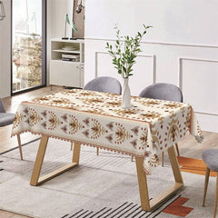 Lofaris Brown Design Pattern Repeat Rectangle Tablecloth