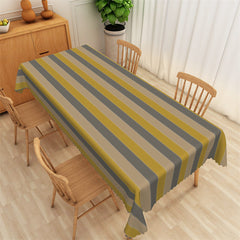 Lofaris Brown Gary And Yellow Vertical Stripes Tablecloth