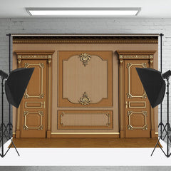 Lofaris Brown Gold Carving Door Backdrop For Photography