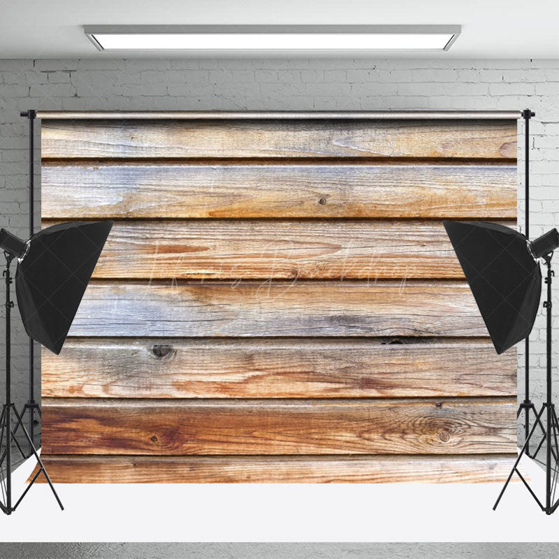 Lofaris Brown Grey Wooden Retro Wall Photo Booth Backdrop