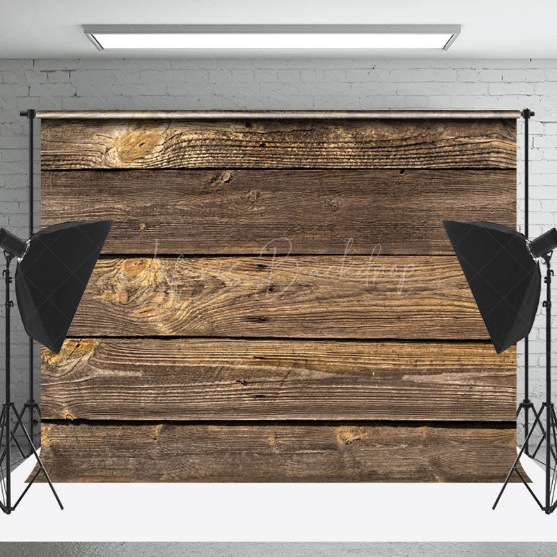 Lofaris Brown Horizontal Retro Wooden Wall Photo Backdrop