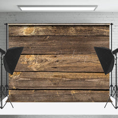 Lofaris Brown Horizontal Retro Wooden Wall Photo Backdrop