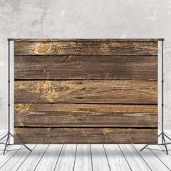 Lofaris Brown Horizontal Retro Wooden Wall Photo Backdrop