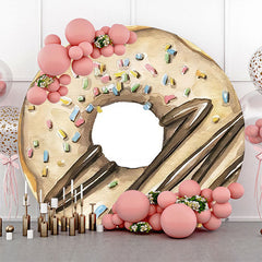 Lofaris Brown Khaki Cream Doughnut Painting Circle Backdrop