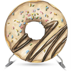 Lofaris Brown Khaki Cream Doughnut Painting Circle Backdrop