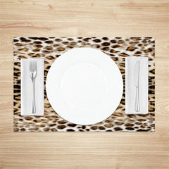 Lofaris Brown Lifelike Leopard Vintge Set Of 4 Placemats