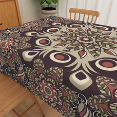 Lofaris Brown Mandala Floral Pattern Tablecloth For Dining