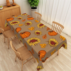 Lofaris Brown Orange Pumpkin And Yellow Sunflower Tablecloth