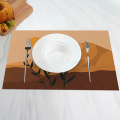 Lofaris Brown Orange Sun Leaves Modern Set Of 4 Placemats