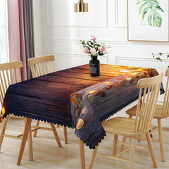 Lofaris Brown Pumpkins Wood Halloween Rectangle Tablecloth