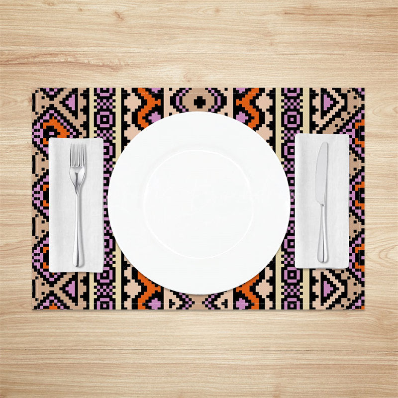 Lofaris Brown Purple Abstract Patterns Set Of 4 Placemats