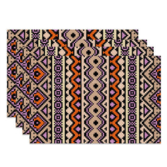 Lofaris Brown Purple Abstract Patterns Set Of 4 Placemats