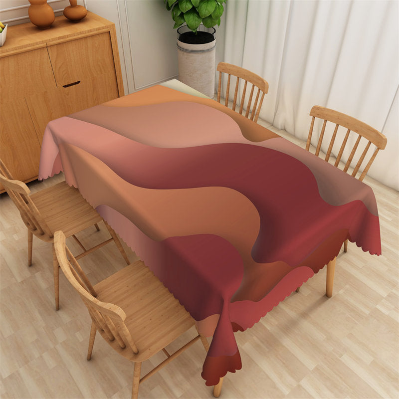 Lofaris Brown Red Abstract Gradient Decorative Tablecloth