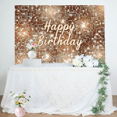 Lofaris Brown Sequins Sparkle Happy Birthday Party Backdrop