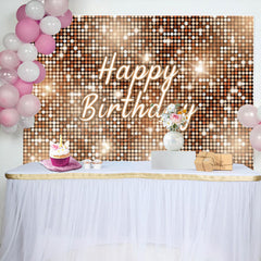 Lofaris Brown Sequins Sparkle Happy Birthday Party Backdrop