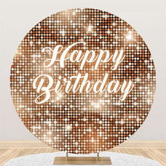 Lofaris Brown Sparkling Sequin Round Happy Birthday Backdrop