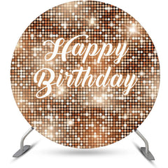 Lofaris Brown Sparkling Sequin Round Happy Birthday Backdrop