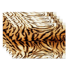 Lofaris Brown Tiger Stripes Retro Dining Set Of 4 Placemats