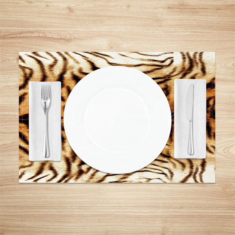 Lofaris Brown Tiger Stripes Retro Dining Set Of 4 Placemats