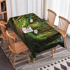 Lofaris Brown Trunk Green Grass Sunshine Road Tablecloth