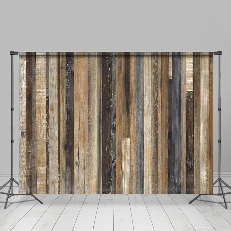 Lofaris Brown Vertical Stripe Wood Texture Photo Backdrop