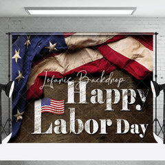 Lofaris Brown Vintage American Flag Happy Labor Day Backdrop