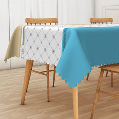 Lofaris Brown White Blue Geometric Diamond Plaid Tablecloth