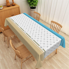 Lofaris Brown White Blue Geometric Diamond Plaid Tablecloth