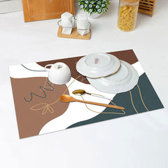 Lofaris Brown White Blue Lines Pattern Set Of 4 Placemats