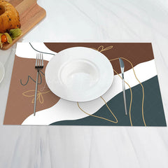 Lofaris Brown White Blue Lines Pattern Set Of 4 Placemats