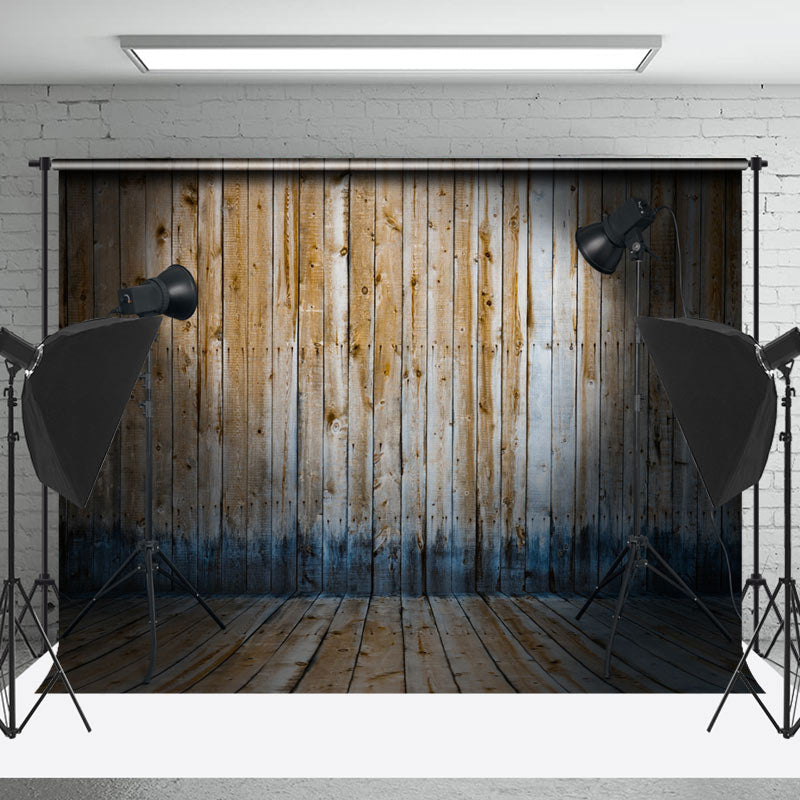 Lofaris Brown White Blue Wood Grain Backdrop For Photography