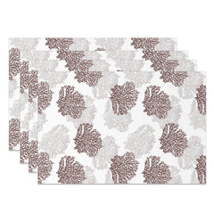 Lofaris Brown White Corals Modern Dining Set Of 4 Placemats