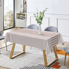 Lofaris Brown White Grey Plaid Dining Rectangle Tablecloth