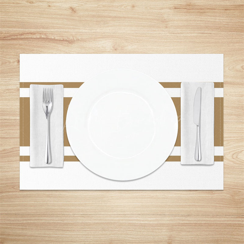 Lofaris Brown White Simple Fabric Dining Set Of 4 Placemats